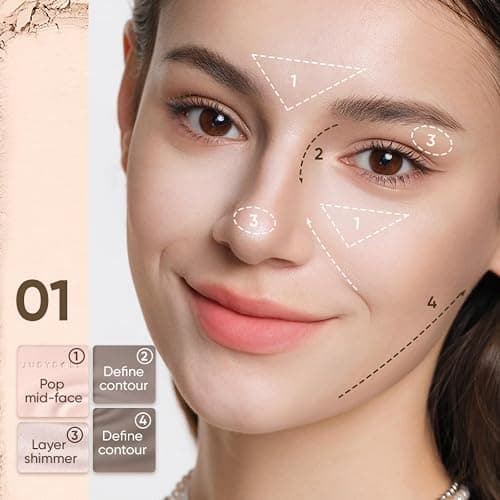 JUDYDOLL Contour Palette Highlighter Makeup Korean Makeup (01 Wave) | Multi-Use Highlight & Contour Makeup, Travel Size Cool Toned Contour, Long Lasting Bronzer, Natural Matte Highlighter thumbnail 3