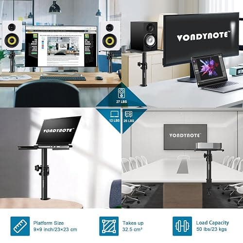 Vondynote Set of 2 Desktop Clamp Speaker Stands Short Studio Monitor Stands Height Adjustable thumbnail 7