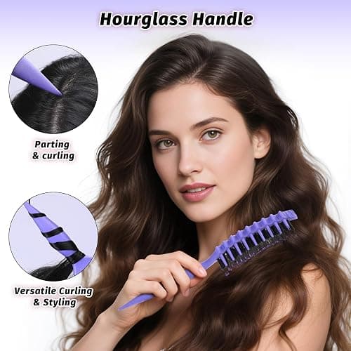 Curly Hair Brush Defining, Vented Curl Defining Brush for Effortlessly Detangling Shaping and Styling Women's Men's Curls on All Wet or Dry Hair Types, Reduces Frizz (Purple) thumbnail 4