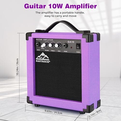 EASTROCK Electric Guitar 39" Full Size Solid Body Electric Guitar Kit for Beginner Girls & Adults with 10w Amp, Bag, Capo, Shoulder Strap, String, Cable, Picks, (Right-Handed, Purple) thumbnail 6