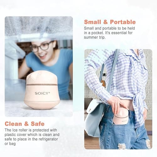 Leeshine Ice Roller Ball for Face and Eyes - Facial Skin Care Tools with a Large Roller and Carry Case Self Care Gift.Men Women (S50-Pink) thumbnail 6