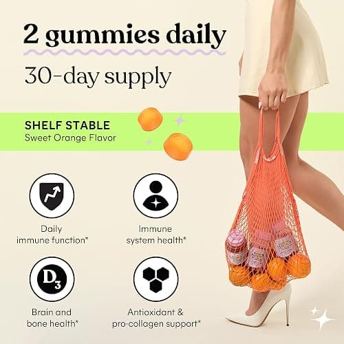 Lemme Immunity Postbiotic Gummies with Vitamin C, Vitamin D (2000 IU), Zinc, 10 Billion Postbiotic Cells, Astragalus for Immune Support - Vegetarian, Gluten Free, Sweet Orange (60 Count) thumbnail 4