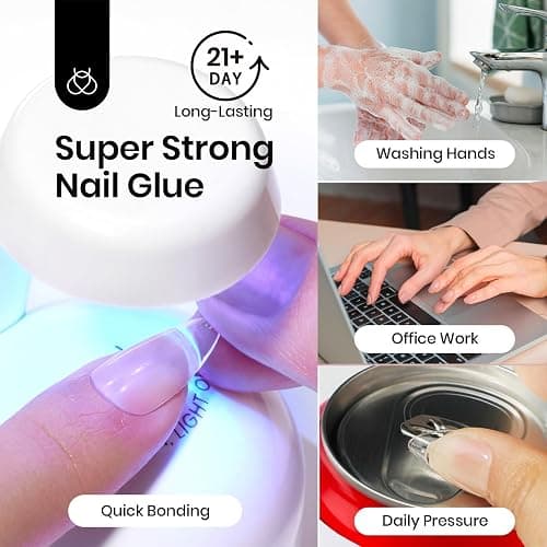 Beetles 4Pcs HEMA-Free Nail Extension Kit, 15ml Gel Nail Glue, No Wipe Top Coat, Builder Nail Gel & Liner Brush, Long Lasting for Clear Press-On Nails, DIY Home Gift for Women, U V Light Required thumbnail 4