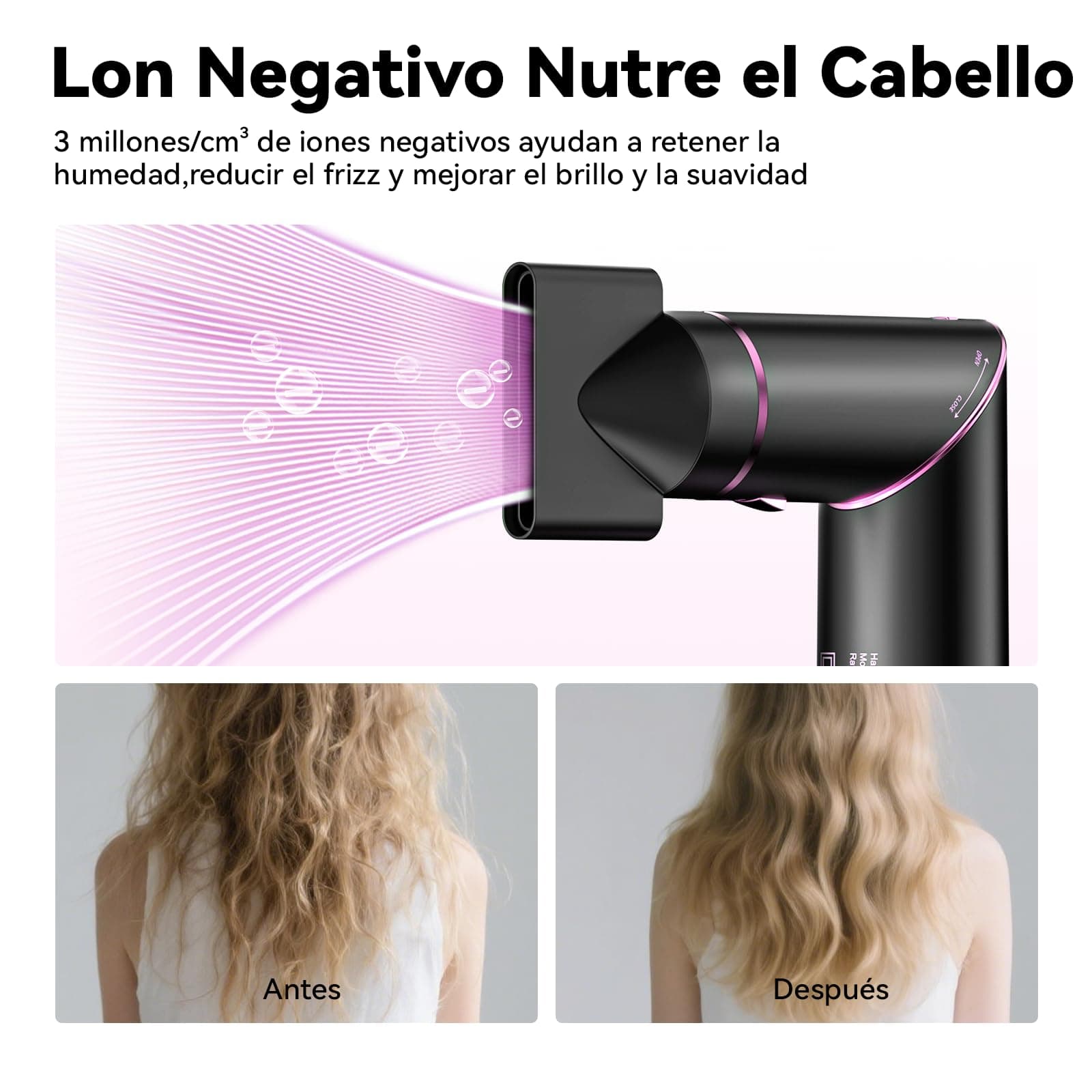 Secador de Cabello alta Velocidad 7 en 1 Kit Profesional, 120000rpm Boquillas + Cepillo + Rizador de Pelo, Tecnología Iónica Secadora de Pelo para Rizar, Voluminizar y Alisar, Oro thumbnail 4