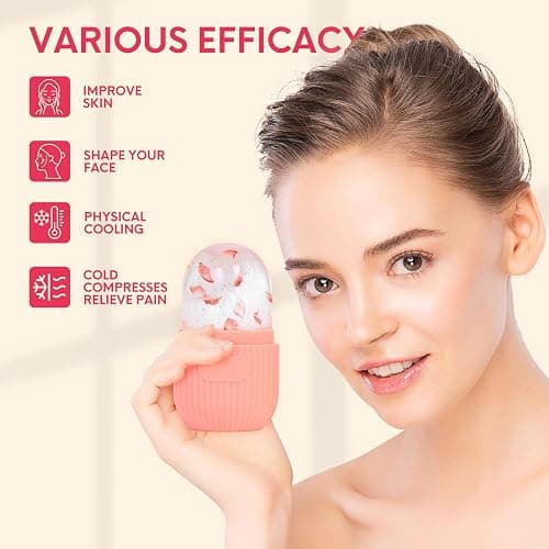 SunMine Ice Roller for Face and Eyes Ice Cube Roller Frozen Rollers Reusable Silicone Beauty Tool for Man and Woman Skin Care (Pink) thumbnail 4