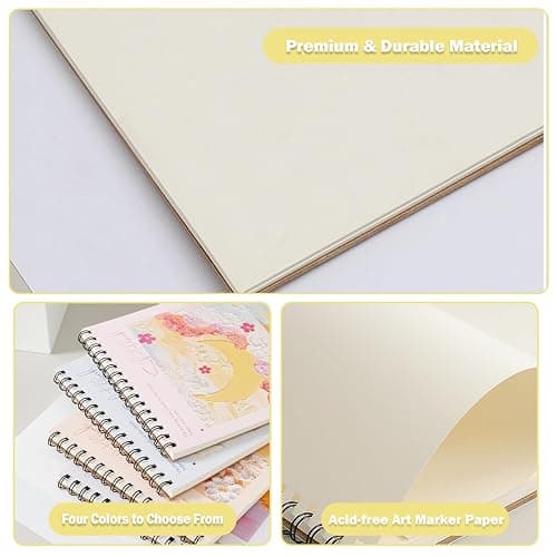 Cute Sketchbook with Blue Cover 8 x 11.5 - Sketchbook for Drawing Spiral Bound, 45 Sheets (90 Pages) 68lb/100gsm Sketch Pad - Sketch Book Ideal for Artists, Adults & Beginners (Blue) thumbnail 3