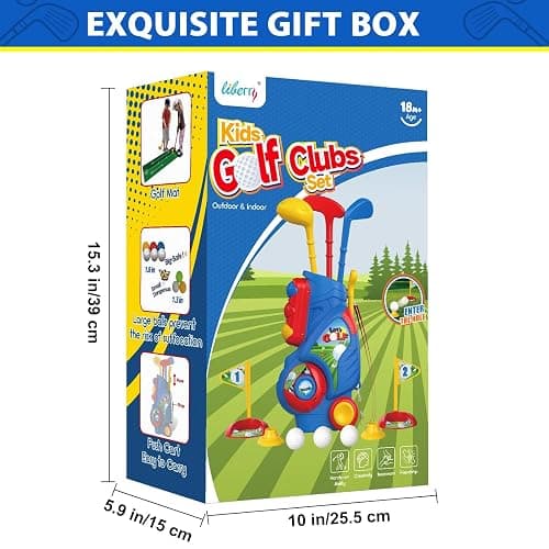 Liberry Toddler Golf Set for 2 3 4 Years Old Boys Girls, Upgraded Kids Golf Clubs Set with Cart, Putting Mat, Outdoor Indoor Sports Toy Birthday Gift, Blue thumbnail 8
