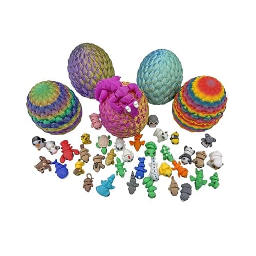 Articulating Animal Figurines – 10-Pack Mystery Mini Collectibles in Egg | 35+ Designs, Rainbow Colors, Premium Toys | Unique Gift for Kids & Adults by VDK Printing (MysteryEgg010) thumbnail 7