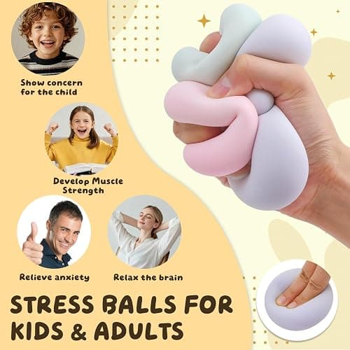 4 PCS Fidget Squishy Toys, Portable Squeeze Vacuum Stress Shapeable Ball Toys, Sensory Focus Toys for Gril Boys Kids Adults Festival Gift Classroom Prize Supplies Goodie Bag Stuffers (Rainbow) thumbnail 4