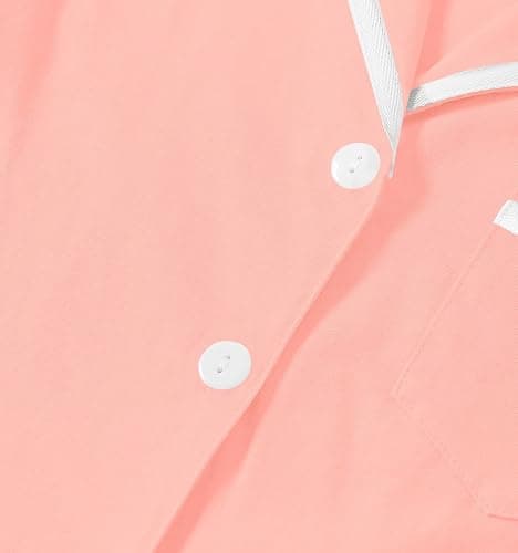 LYANER Women's Cotton Pajamas Set Button Short Sleeve Shirt with Shorts Set PJs Loungewear thumbnail 3