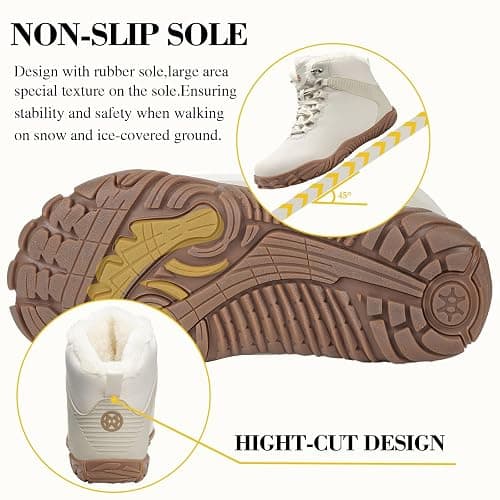 Womens Mens Barefoot Boots | Waterproof Winter Snow Boots | Warm Ankle Booties with Arch Support | Wide Width Hike Work Shoes | Zero Drop Sole | thumbnail 6
