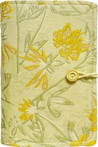 ipoul Flower Embroidery Refillable Journal, A6 Binder 6 Ring, Small Refillable Notebook, Sketchbook, Travel Diary for Women, Teen Girl Gifts, Yellow Golden Bell, Budget Binder, Planner Binder - Image 1