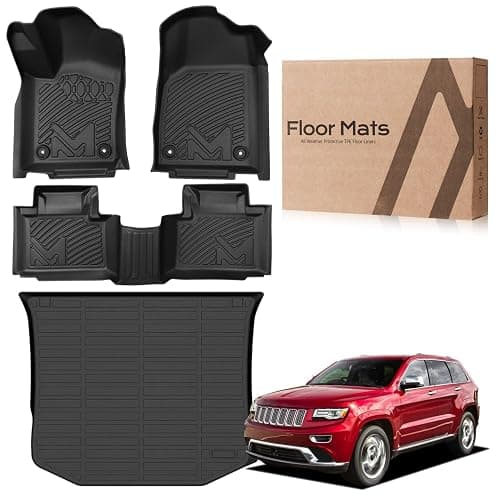 TPE Automotive Floor Mats & Cargo Liner Custom for 2016-2021 Jeep Grand Cherokee & 2022 WK (Not for L), All Weather Cover Protection Waterproof Black Floor Liner Front & Rear Row Full Set Car Mats thumbnail 8
