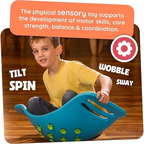 Fat Brain Toys Teeter Popper, Indoor Toddler Sensory Toys for Ages 3 and Up, Blue thumbnail 8