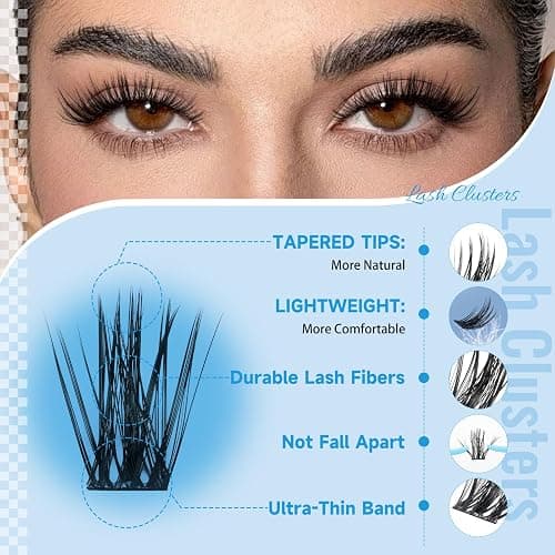 KEVKEV Lash Clusters 144 Pcs Eyelash Clusters Wispy Natural Cluster Eyelash Extension Thin Band & Soft Mix Length Lashes DIY Lash Extensions at Home Easy to Apply(Cloudy,8-18mix) thumbnail 3