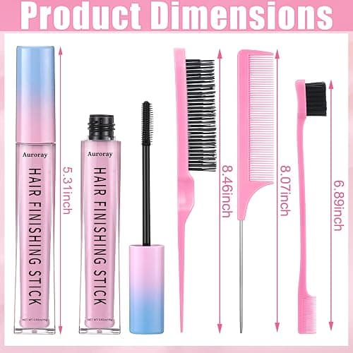 5Pcs Hair Finishing Stick Gel with 3pcs Slick Back Brush,Flyaway Hair Tamer Stick Styling Wand Gel for Smooth Frizz, Style Edges (0.53 oz/one) thumbnail 5