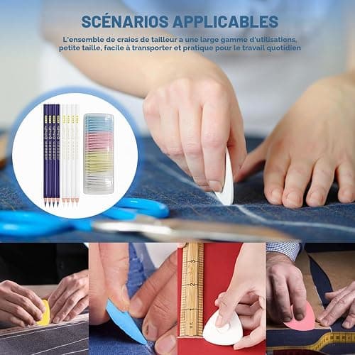 38 Pièces Craie Couture, Craie Couture Tissu + Crayon Coudre, Crayon Craie Couture Tissu Effacable, Convient à Tous Types de Tissus/Cuirs/Coutures et Autres Travaux Manuels | Crayon Craie Couture Tissu Effacable, Convient à Tous Types de Tissus/Cuirs/Coutures et Autres Travaux Manuels thumbnail 6