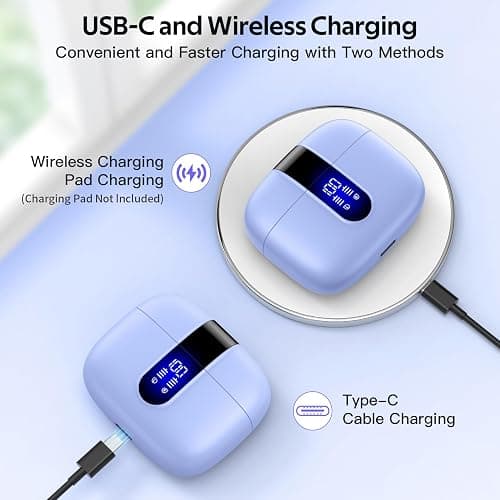 TAGRY Bluetooth Headphones True Wireless Earbuds 60H Playback LED Power Display Earphones with Wireless Charging Case IPX5 Waterproof in-Ear Ear buds with Mic for TV Smart Phone Laptop Computer Sports thumbnail 3
