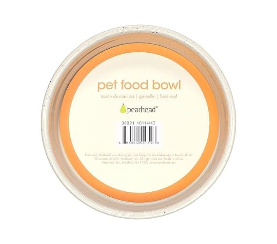 Pearhead Ceramic Dog Bowl – “Woof” Speckled Pet Food & Water Dish, Durable Stoneware, Non-Slip Heavy Base, 20 oz, Medium thumbnail 9