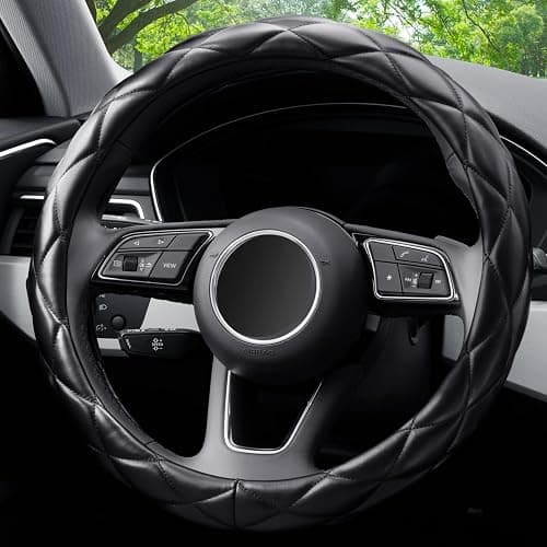 YHONGJT Soft Microfiber Leather Steering Wheel Cover, Universal 15 Inch for Women Girls, Fit Vehicles, Sedans, SUVs, Vans, Trucks - Black thumbnail 7