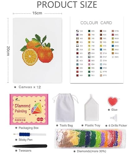 PeakLuv 12 Pcs Small Diamond Art Kits, Fruit Mini Diamond Painting Kits for Adults Beginners, 5D DIY Square Drill Diamond Dots, Quickly Finishable Mini Gem Art for Home Wall Desktop Decor, 6X7in thumbnail 3