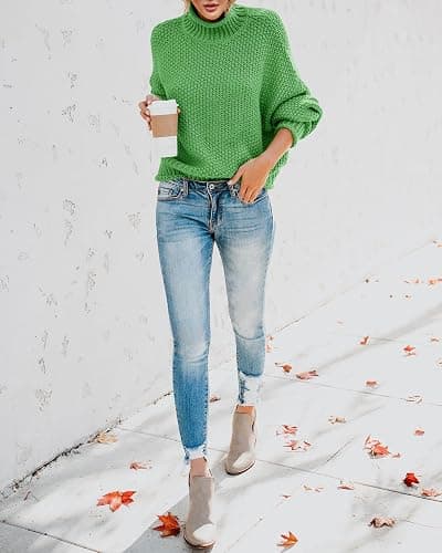Saodimallsu Womens Turtleneck Oversized Sweaters Batwing Long Sleeve Pullover Loose Chunky Knit Jumper thumbnail 5