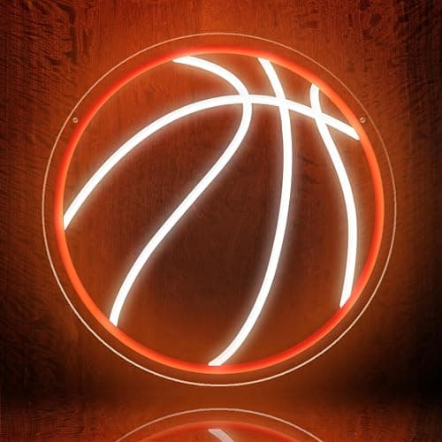Basketball Neon Sign, 12.6"×12.6" Basketball Led Neon Light for Wall Decor, Powered by USB with Dimmable Switch, Wall Decor Aesthetic for Room Bedroom, Sports Decor - Image 1