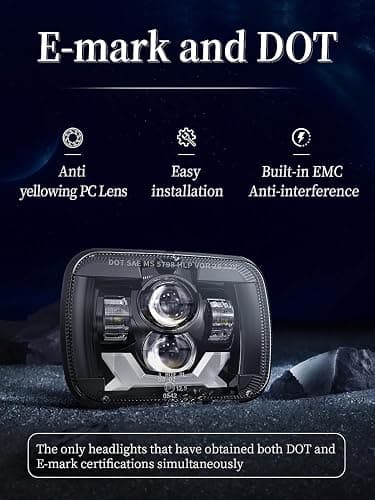 HWSTAR Pair 180W 1000% Bright H6054 5x7 7x6 Led Headlights Compatible with Jeep Cherokee XJ Wrangler YJ DOT Anti-glare DRL Turn Signal Hi/Low Sealed Beam Ford Chevy GMC Toyota Nissan Dodge etc Black thumbnail 7