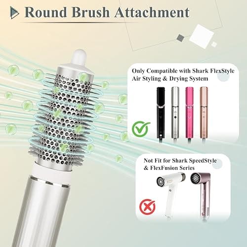 Chivixe Round Brush Attachment for Shark FlexStyle Blow Dryers Attachments, Normal Oval Round Volumizing Brush Styling for Straight, Wavy, Curly, and Coily Hair, Sliver thumbnail 2