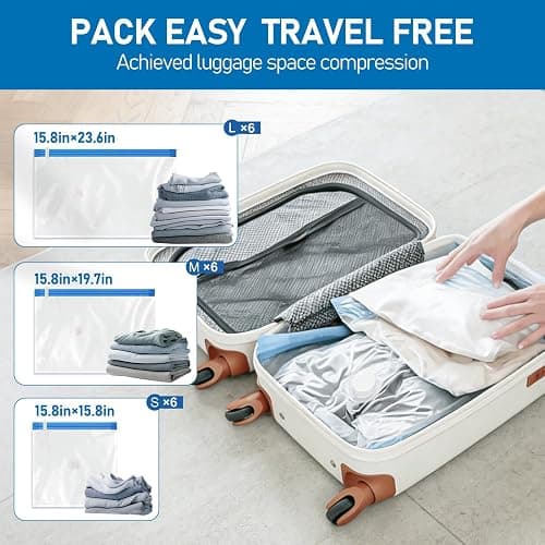 VMstr Vacuum Seal Bags for Clothing Travel, Vacuum Storage Bags with USB Electric Pump, Compression Space Saver for Luggage Suitcase 18 Combo Bags + USB Pump thumbnail 3