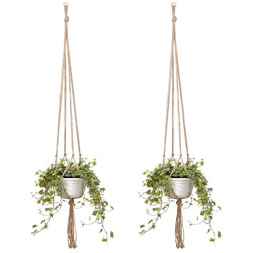 EBOOT 2 Pack 48 Inch Large Macrame Plant Hanger Rope to Hang Flower Pot Plant Holder for Indoor Outdoor Decorations, 4 Legs (Linen Color) thumbnail 4