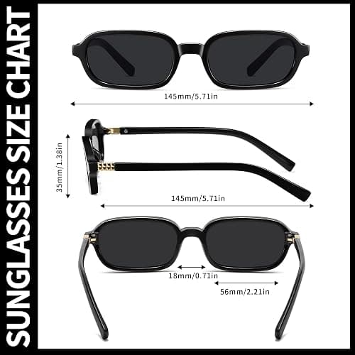 Colrea Retro Rectangle Sunglasses for Women Men Trendy Vintage Small Square Sun Glasses 90s Fashion Cute Sunnies CL010 thumbnail 4