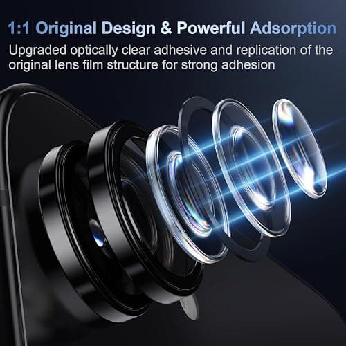 AFARER for iPhone 16e 2025 Camera Lens Protector, Individual Metal Ring Tempered Glass Lens Cover[9H Hardness][Anti-Shatter] Thin HD Camera Clear Cover, 1 Set-Black thumbnail 5