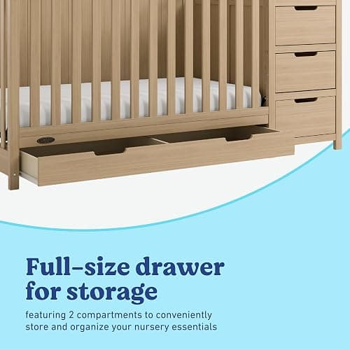 Graco Hadley 5-in-1 Convertible Crib & Changer, Driftwood | GREENGUARD Gold Certified, Fits Standard Crib Mattress, Converts to Toddler Bed and Full Bed, 4 Adjustable Mattress Heights thumbnail 5