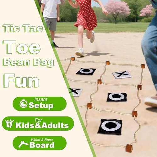 Giant Tic Tac Toe Outdoor Games, Bean Bag Toss for Kids and Adults, 4Ft x 4Ft, Large Backyard Family Game, No Assembly, Indoor Outdoor Play, Portable Giant Lawn Games, Instant Setup thumbnail 2