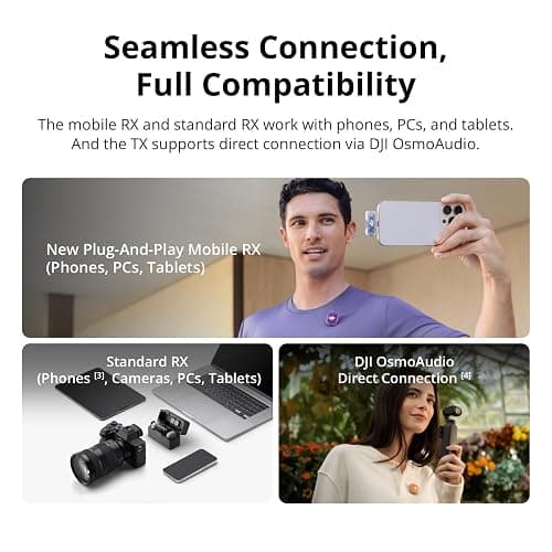 DJI Mic Mini 2 (2 TX + 1 Mobile RX + Charging Case), Lavalier Wireless Vlogging Mic for iPhone/Android/Camera, Bluetooth Microphone, Plug-and-Play, 90h Battery, Streaming, Noise Cancelling thumbnail 3