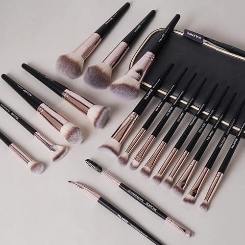 Makeup Brushes MAANGE 18 Pcs Professional Makeup Brush Set Premium Synthetic Face Kabuki Make Up Brushes Foundation Brush Blush Powder Eye Shadow Makeup Brush Set,with Bag thumbnail 5