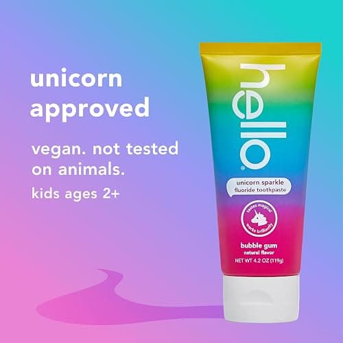 Hello Unicorn Sparkle Kids Toothpaste with Fluoride, Bubble Gum Toothpaste, 4.2 Oz Tube (Pack of 3) thumbnail 5