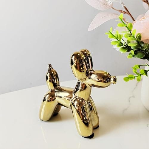 PIGPIGFLY Luftballon Hund Skulptur aus Keramik - Glänzende Deko Figur für Wohnzimmer, Büro & Regal,Deko Skulptur thumbnail 6
