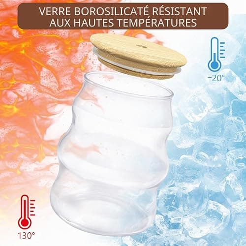 xuefenfei 530ml Verres à Bulles Avec Paille, Lot de 2 Verre Matcha, Tasses en Verre Nervuré Café avec Brosse, pour Latte Macchiato, Café Glacé, Thé, Glace, Lait, Jus, Soda thumbnail 5