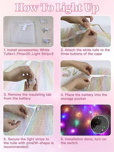 Fuzmo Light Up Princess Dress Up Clothes for Girls 3 4 5 6, Princess Costume with Toy for Kids Toddlers Birthday Gift - Pink thumbnail 3