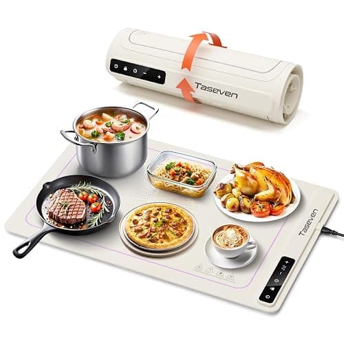 Food Warming Mat, Silicone Heating Tray with 7 Temperature Settings, Quick Full Surface Heating Pad, Thermochromic Line, Kids Lock, Food Warmers for Parties - Image 1