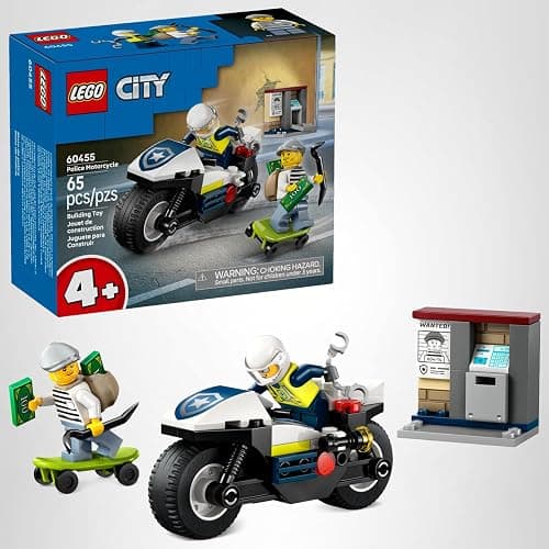 LEGO City Police Motorcycle Chase Building Toy for Kids - Pretend Play Building Blocks for Boys & Girls, Ages 4+ - Preschool Learning Toy W/Police & Crook Minifigures - Gift for Birthdays - 60455 thumbnail 7