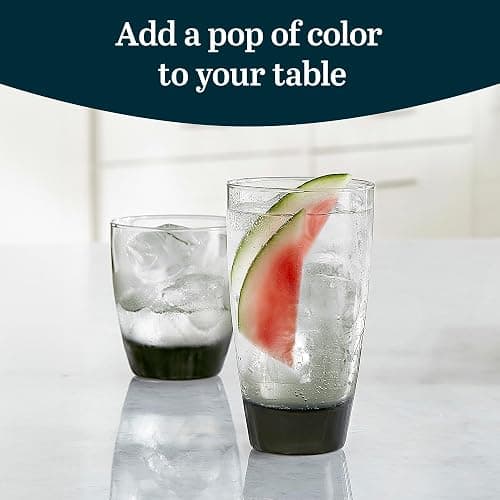 Libbey Classic Rocks and Tumbler Glasses Set of 16, Smoke Hue, Lead-Free Water Glasses, Dishwasher Safe Drinking Glasses Set thumbnail 2