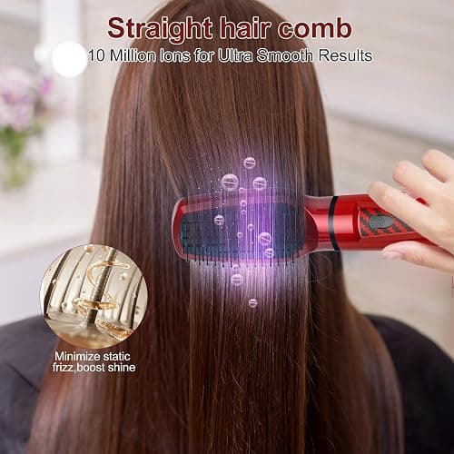 5 in 1 Air Styler Set & Hair Dryer Brush, Low-Speed Negative Ionic Hair Styler Drying, Multi Hair Styler, Professional Blow Dryer Brush for Curling Volumizing Straightening Styling (Red+Black) thumbnail 5