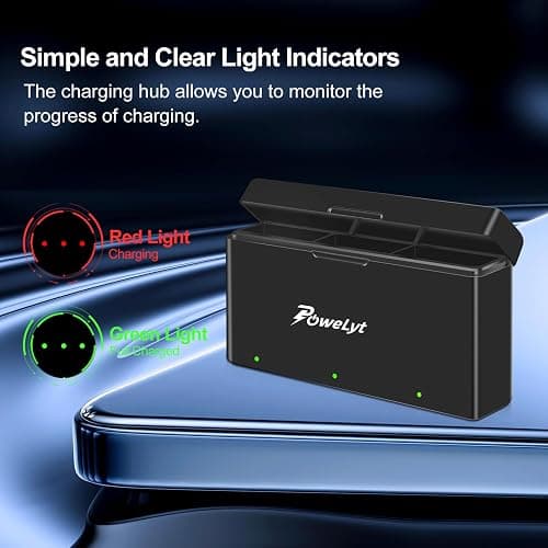 PoweLyt Osmo 360/Action 6/5 Pro/4/3 Battery 2 Packs 3.87V 2100mAh Osmo Action 5 Pro Batteries and 3 Channels Charging Station Compatible with DJI Osmo Action 6/Action 5 Pro/Action 4/Action 3,Osmo 360 thumbnail 5
