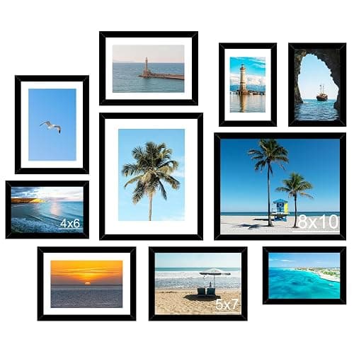 JCJMY 10 Packs Picture Frames Collage Wall Decor for Wall Hanging or Tabletop, 8x10, 5x7, 4x6 Multi Sizes Photo Frames, Collage Picture Frames for Family Wall Decor, Gallery Wall Frame Set, Black - Image 1
