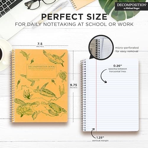 Decomposition Sea Turtles College Ruled Spiral Notebook - 9.75 x 7.5 Journal with 160 Lined Pages - 100% Recycled Paper - Cute Notebooks for School Supplies, Home & Office - Made in USA thumbnail 2