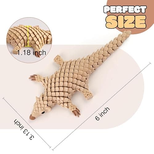 GemmiCho 3D Printed Animals, 6" Articulated Pangolin Toy, 3D Printed Toys, Flexible Animal Figurine Fidget & Desk Decor, Realistic Scaled Pangolin Collectible Gift for Office, Animal Lovers thumbnail 3