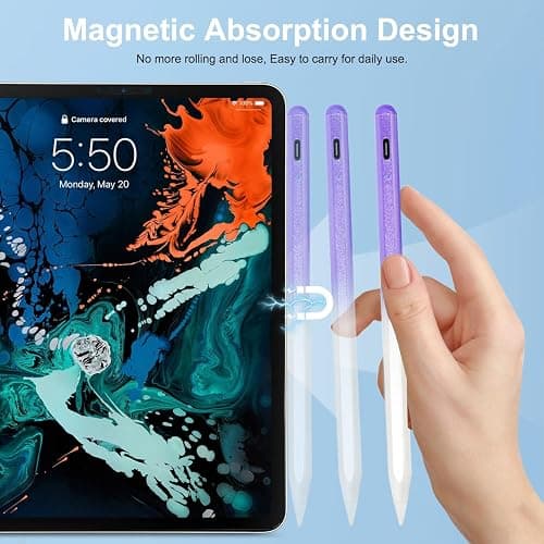 Stylus Pen for iPad Apple: Fast Charge for iPad Pencil Apple Pen with Palm Rejection Tilt Sensitivity - Pen for iPad 10/9/8/7/6, iPad Pro 12.9"/11"/13" M4, iPad Mini 6/5, iPad Air 5/4/3/M2 Purple thumbnail 6